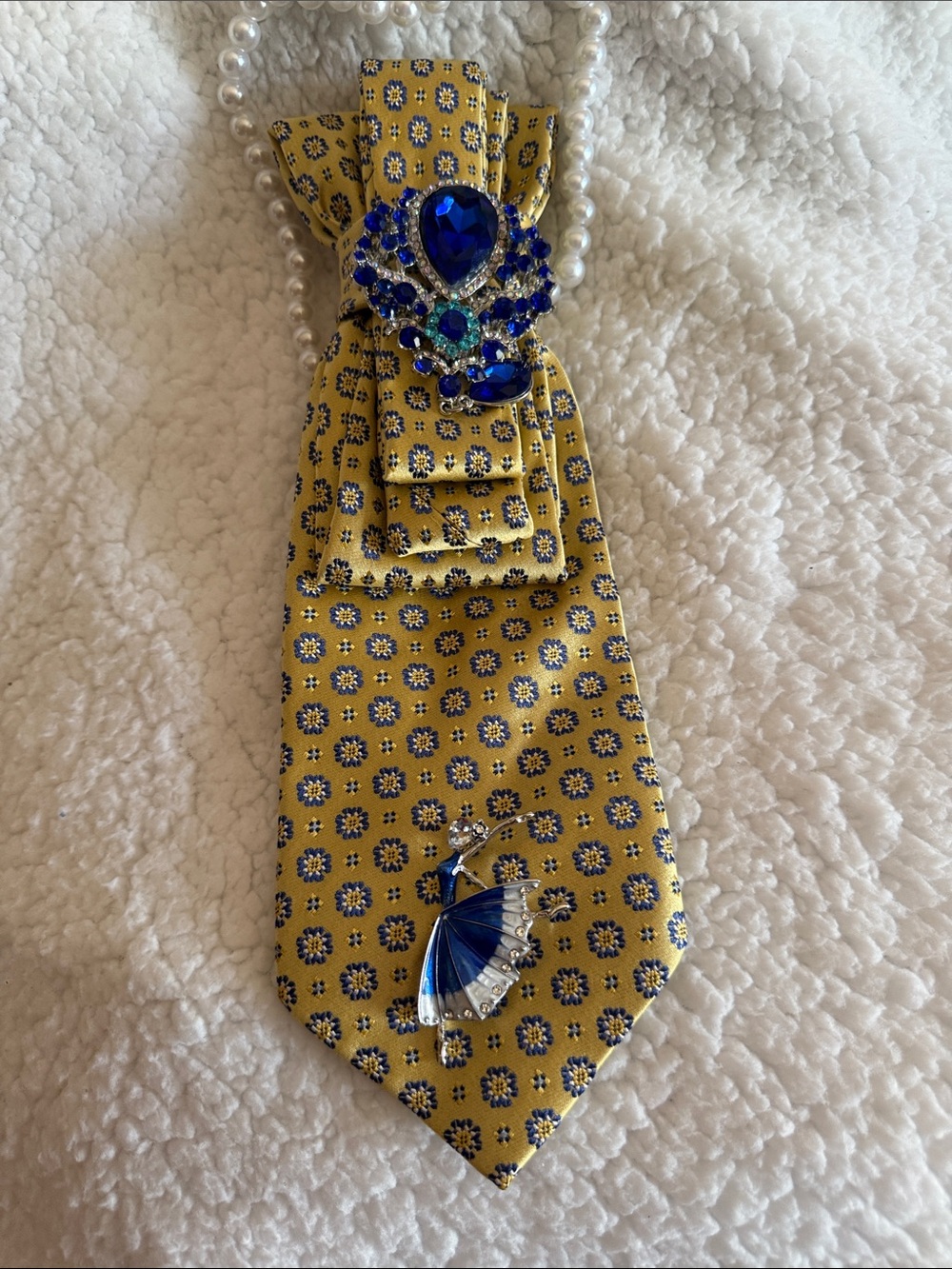 Yellow and Blue Crystal Pendant Necklace for Women